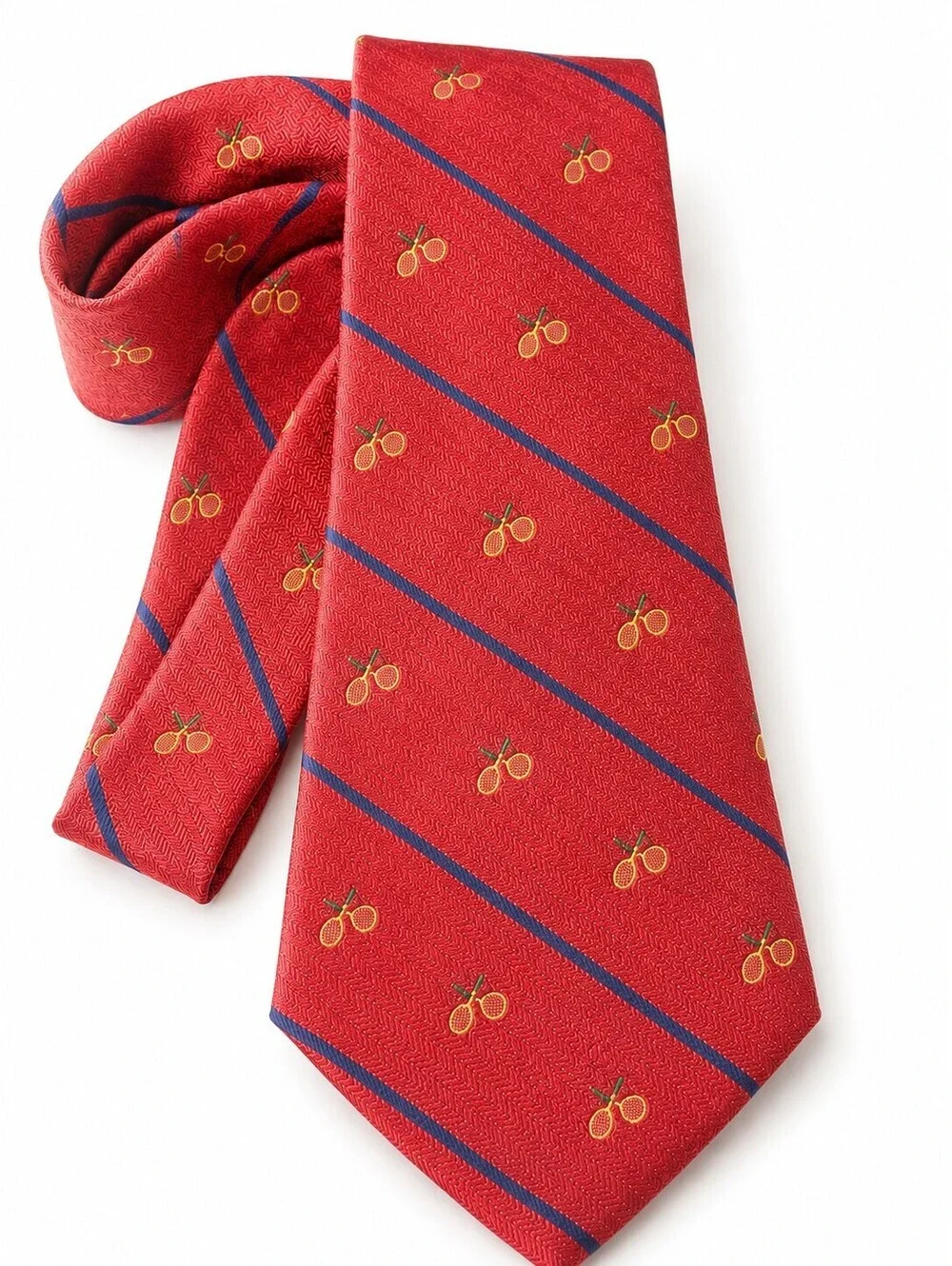 90s Tommy Hilfiger Tennis Racquet Silk Tie Made USA 4